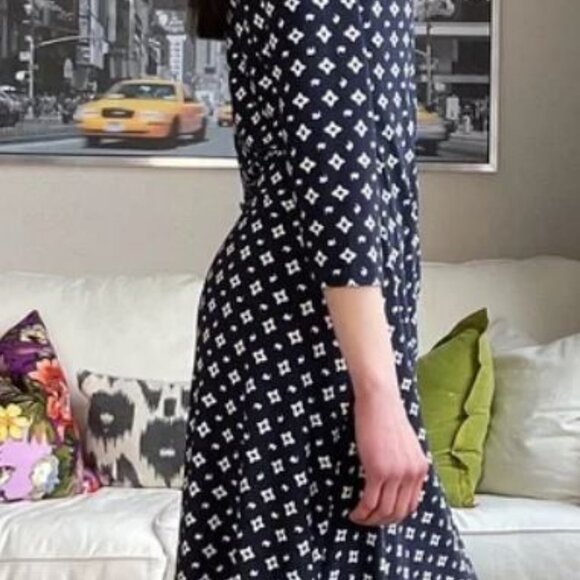 Women's Ralph Lauren Faux Wrap Navy Blue/White Dress Size Large - Picture 4 of 5